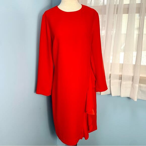 Banana Republic Red Ruffle Sheath Dress - Picture 2 of 8